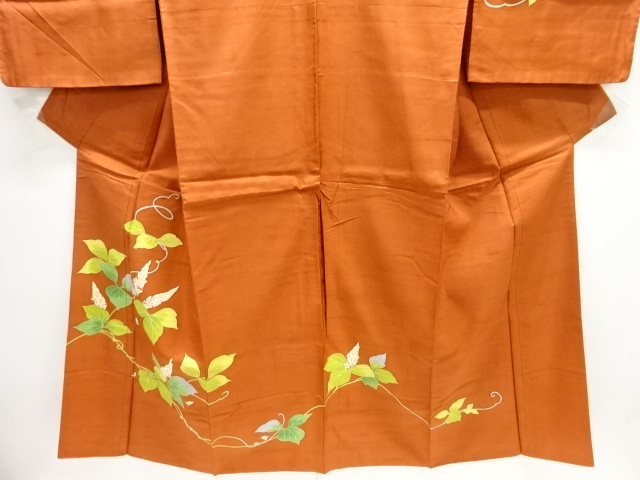  アンティーク　白山紬　枝花模様着物